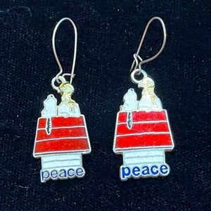Vintage Snoopy Woodstock doghouse original 1970’s earrings